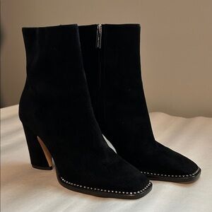 Jimmy Choo Mavin Crystal Trim Luxury Black Suede Booties Size 5